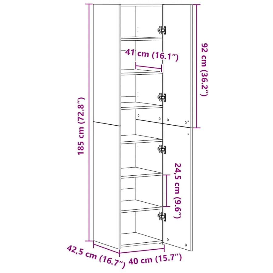 Haut Armoire Chêne noir 40 x 42,5 x 185 cm - 14