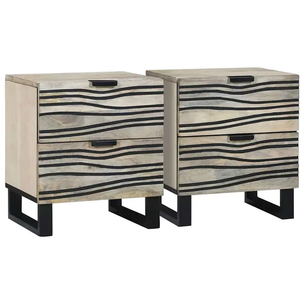 Table de chevet 2 pcs Blanc 40 x 33 x 46 cm Bois d'ingénierie