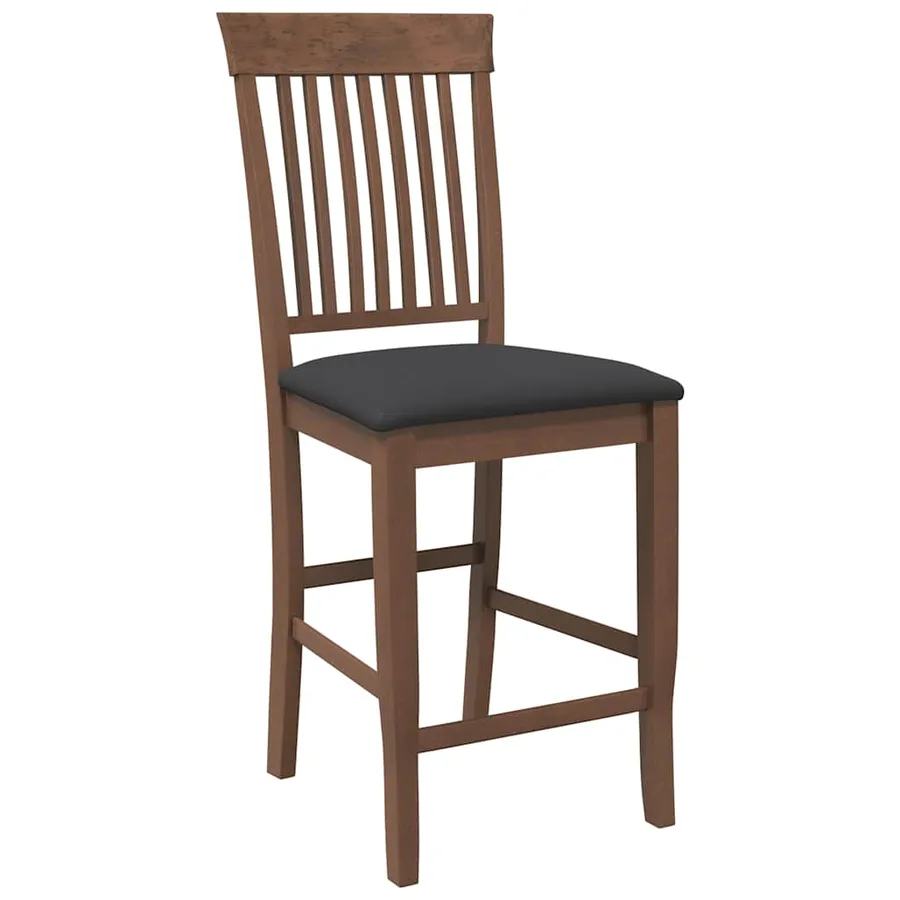 Tabourets de bar avec coussins (lot de 2) en bois massif marron et caoutchouc - 4