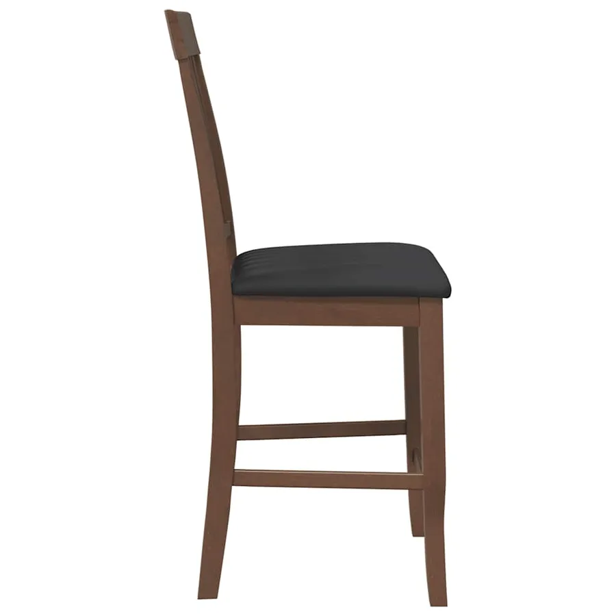 Tabourets de bar avec coussins (lot de 2) en bois massif marron et caoutchouc - 6