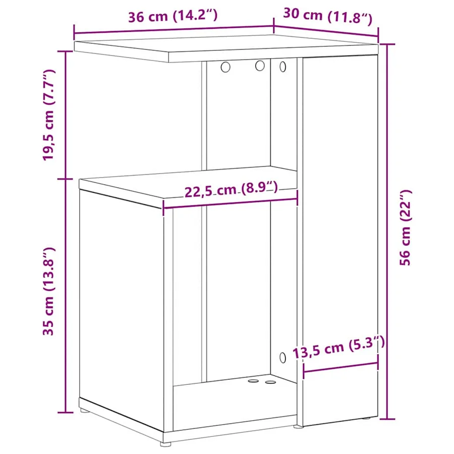 Table d'appoint Chêne noir 36 x 30 x 56 cm Bois d'ingénierie - 8