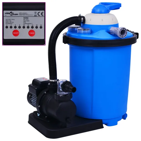 Sand filter pump with timer 550 W 50 L