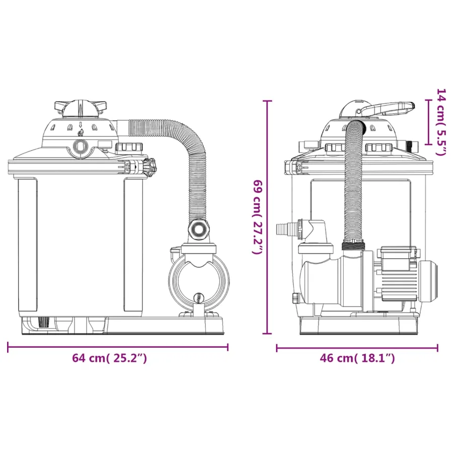 Pompe de filtration à sable avec minuterie 550 W 50 L - 14