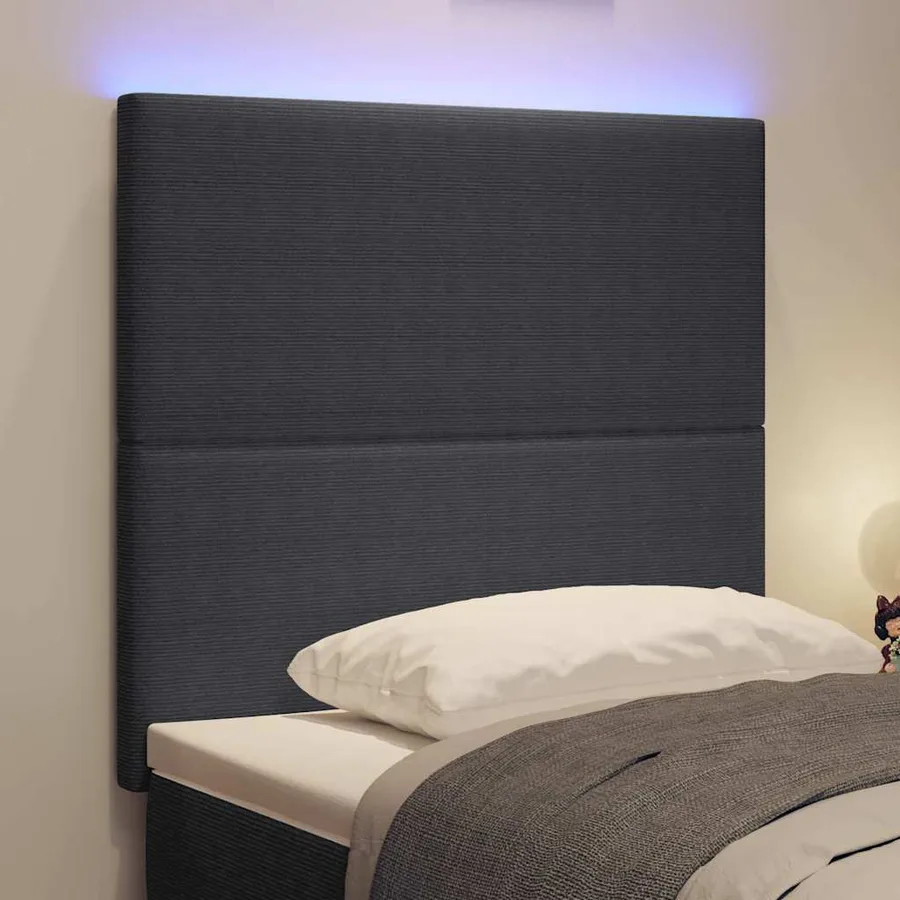 Tête de lit LED Gris foncé 90 cm Tissu en velours côtelé - 4