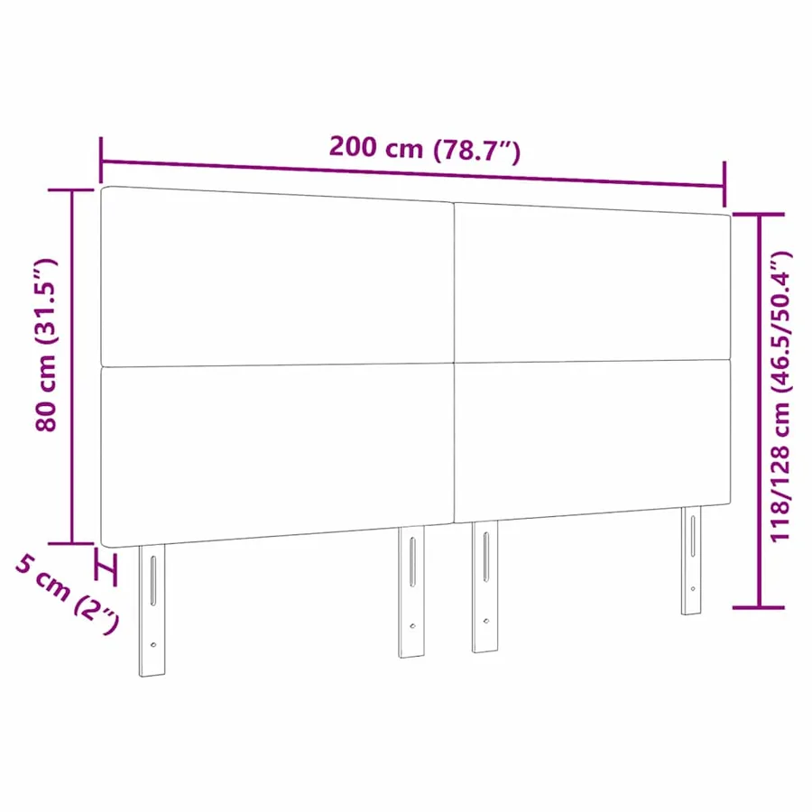 Tête de lit Gris Vert Clair 200 cm Tissu en velours côtelé - 9