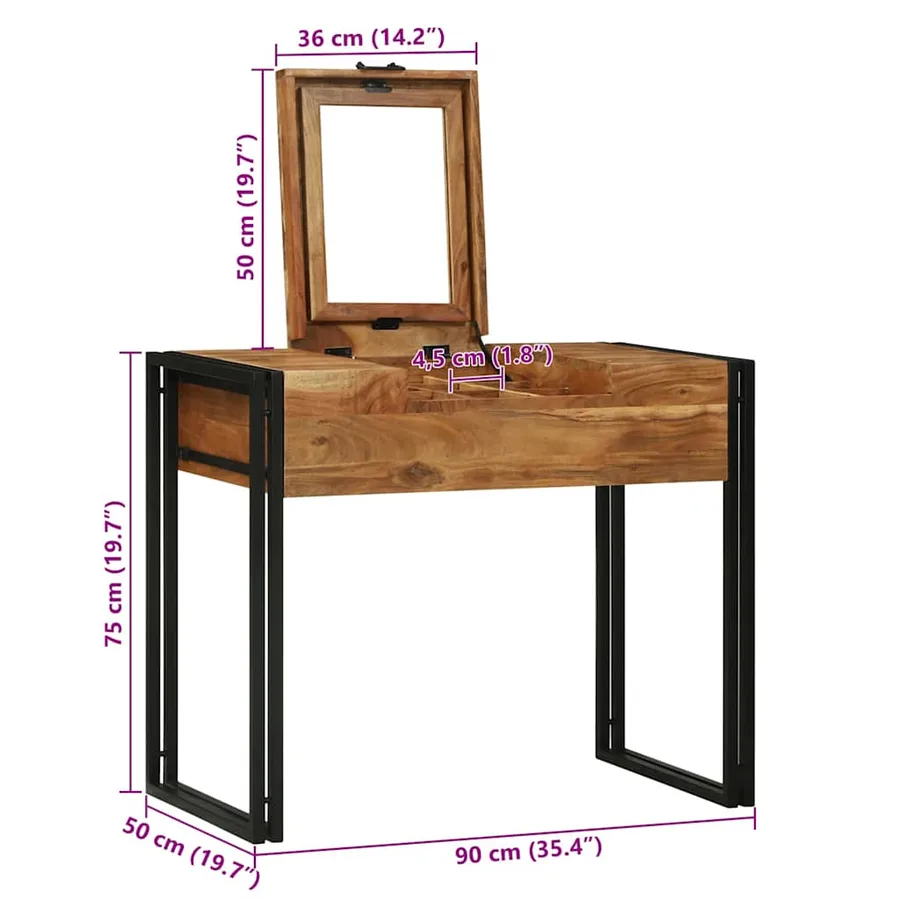 Tables de maquillage pour chambre Marron Bois d'acacia massif - 15