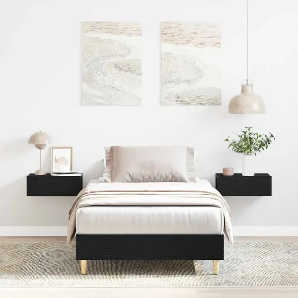 Cadre de lit Chêne noir 203 x 93 x 25 cm Bois d'ingénierie