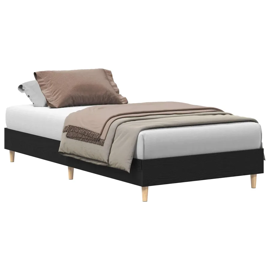 Cadre de lit Chêne noir 203 x 93 x 25 cm Bois d'ingénierie - 2