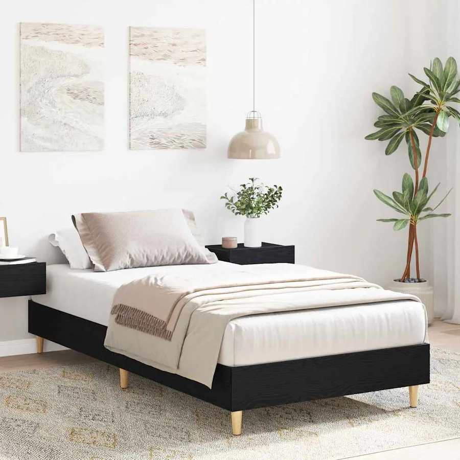 Cadre de lit Chêne noir 203 x 93 x 25 cm Bois d'ingénierie - 3