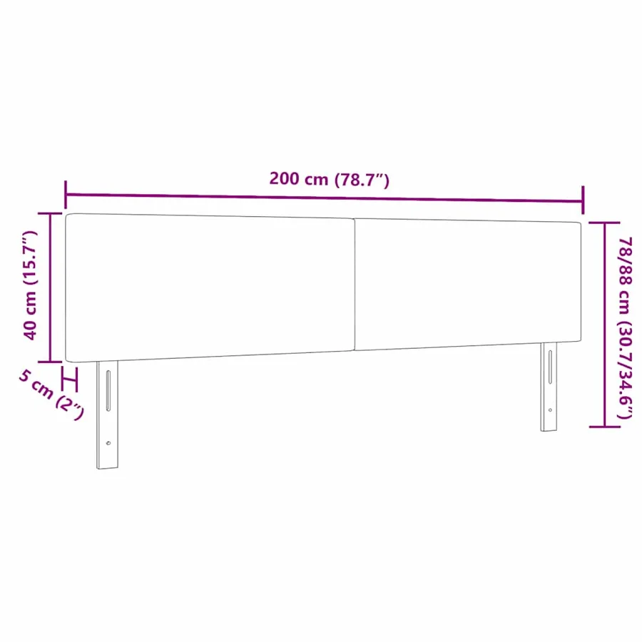 Tête de lit LED Vert gris 200 cm Tissu en velours côtelé - 10
