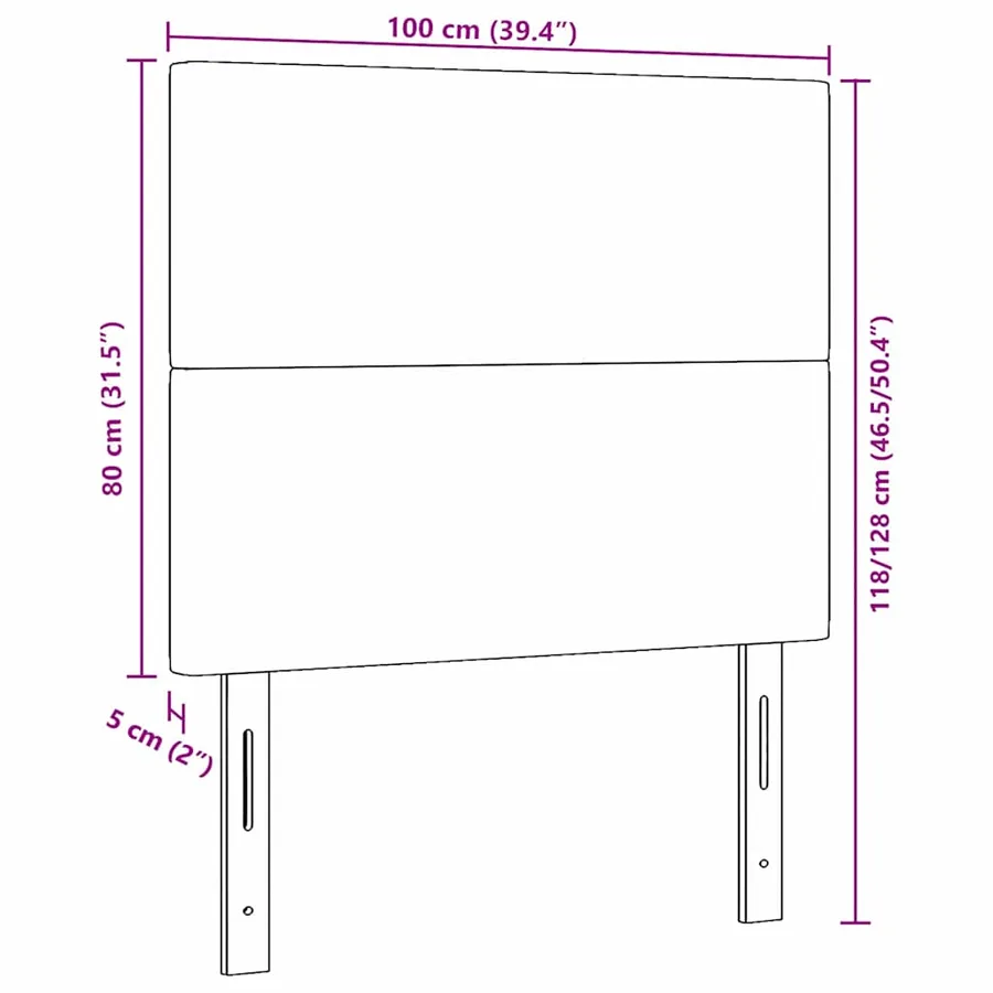 Tête de lit LED Vert gris 100 cm Tissu en velours côtelé - 10