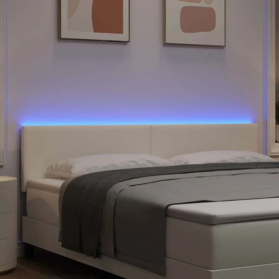Tête de lit LED Crème 180 cm Tissu en velours côtelé - 4
