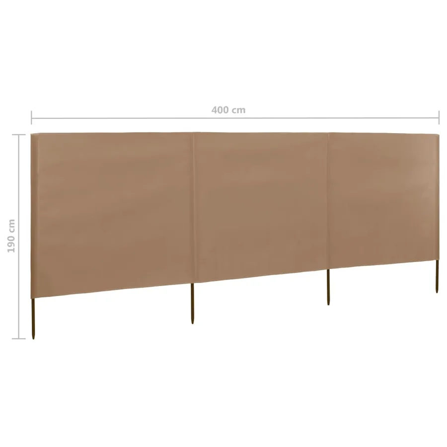 Paravent 3 panneaux Tissu 400 x 160 cm Taupe - 6