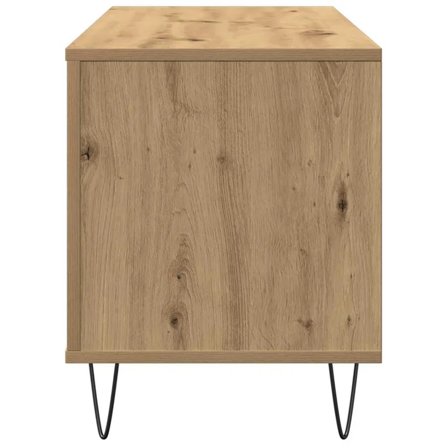 Meuble à vinyles chêne artisanal 100 x 38 x 48 cm - 6