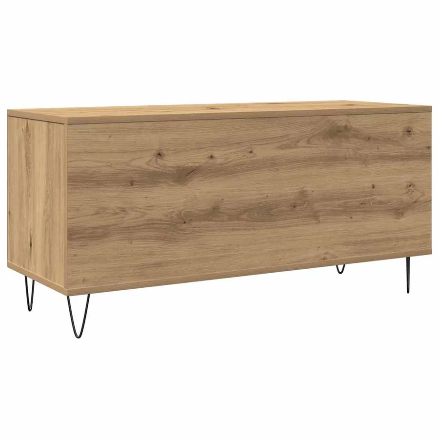 Meuble à vinyles chêne artisanal 100 x 38 x 48 cm - 7