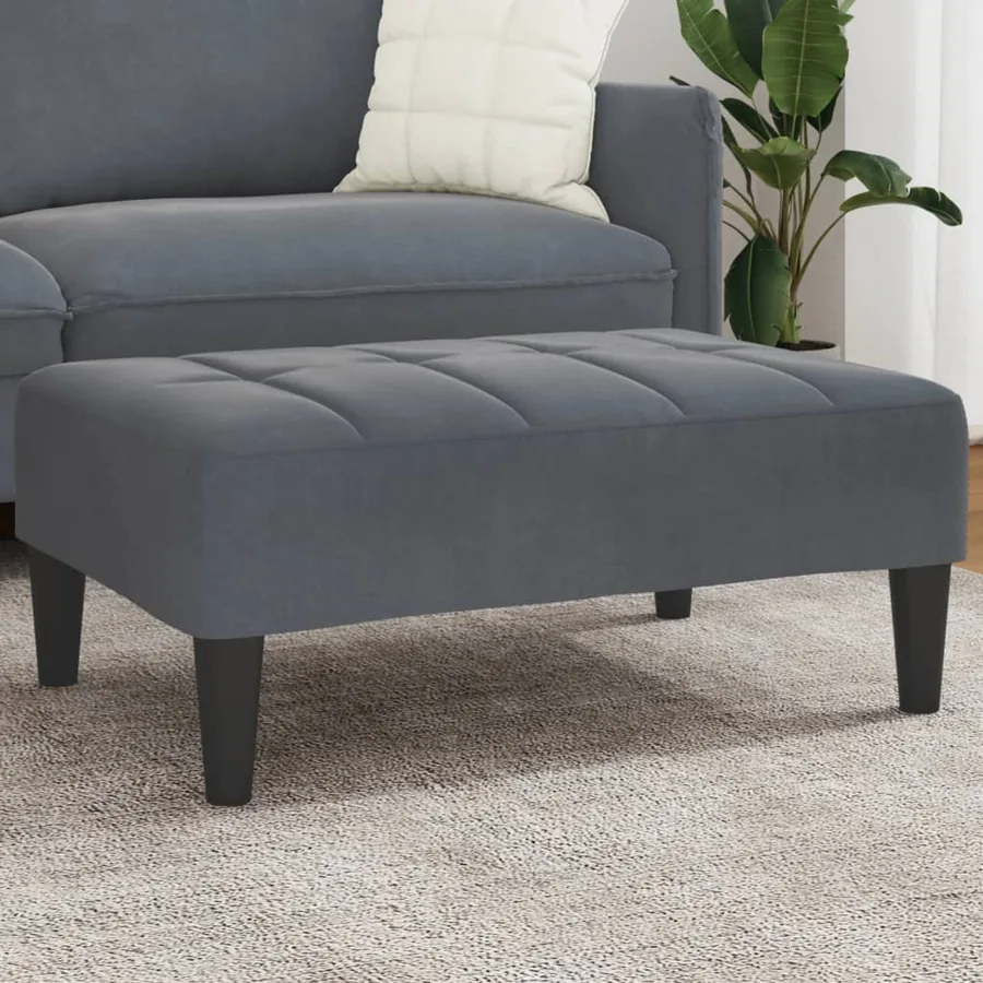 Repose-pied gris foncé 77x55x31 cm velours