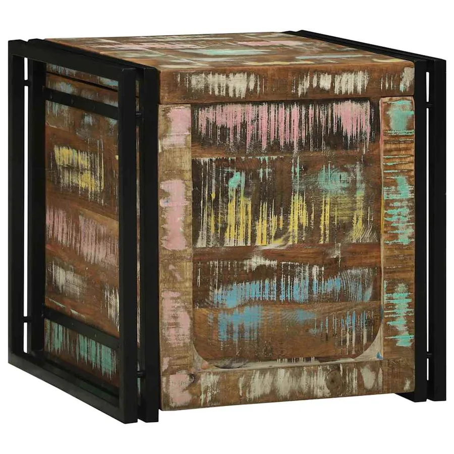Boîte de rangement 50 x 50 x 50 cm Bois Recyclé Solide