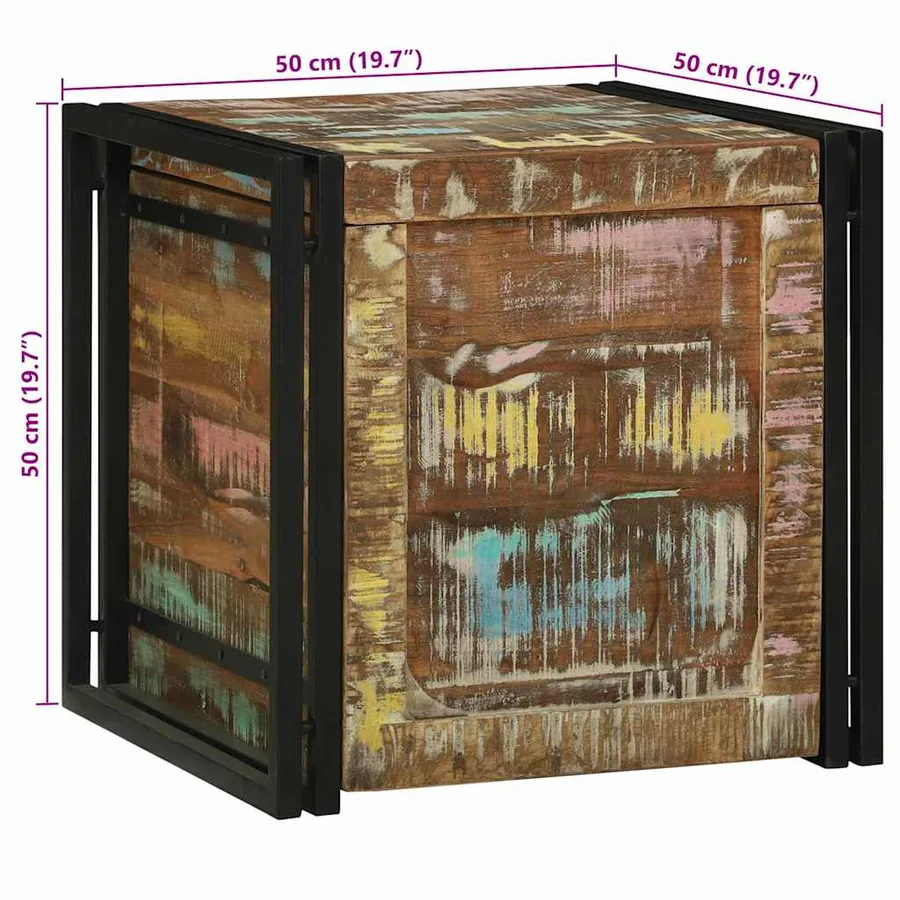 Boîte de rangement 50 x 50 x 50 cm Bois Recyclé Solide - 13