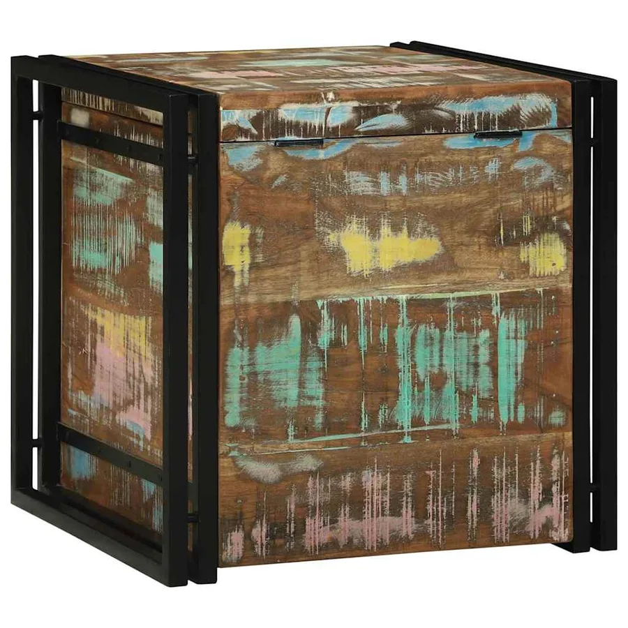 Boîte de rangement 50 x 50 x 50 cm Bois Recyclé Solide - 7