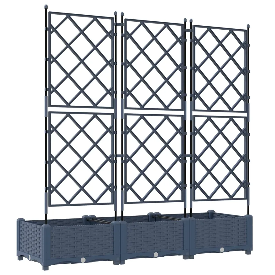 Cache-pot de jardin 3 pc Gris 120 x 40 x 125,5 cm PP - 6