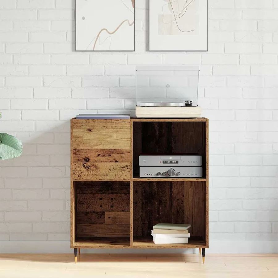 Meuble à vinyles Bois ancien 85 x 38 x 89 cm Bois d'ingénierie - 4