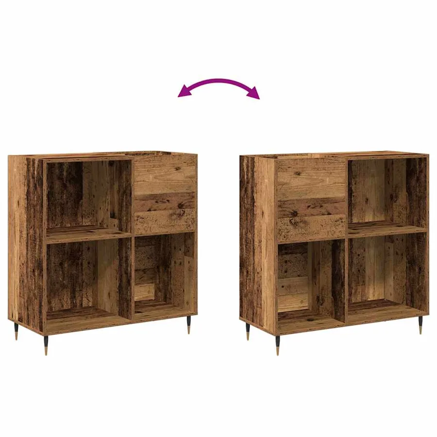 Meuble à vinyles Bois ancien 85 x 38 x 89 cm Bois d'ingénierie - 9