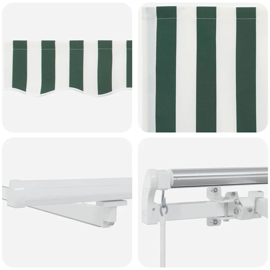 Auvent rétractable Vert et blanc 500 × 300 cm - 10