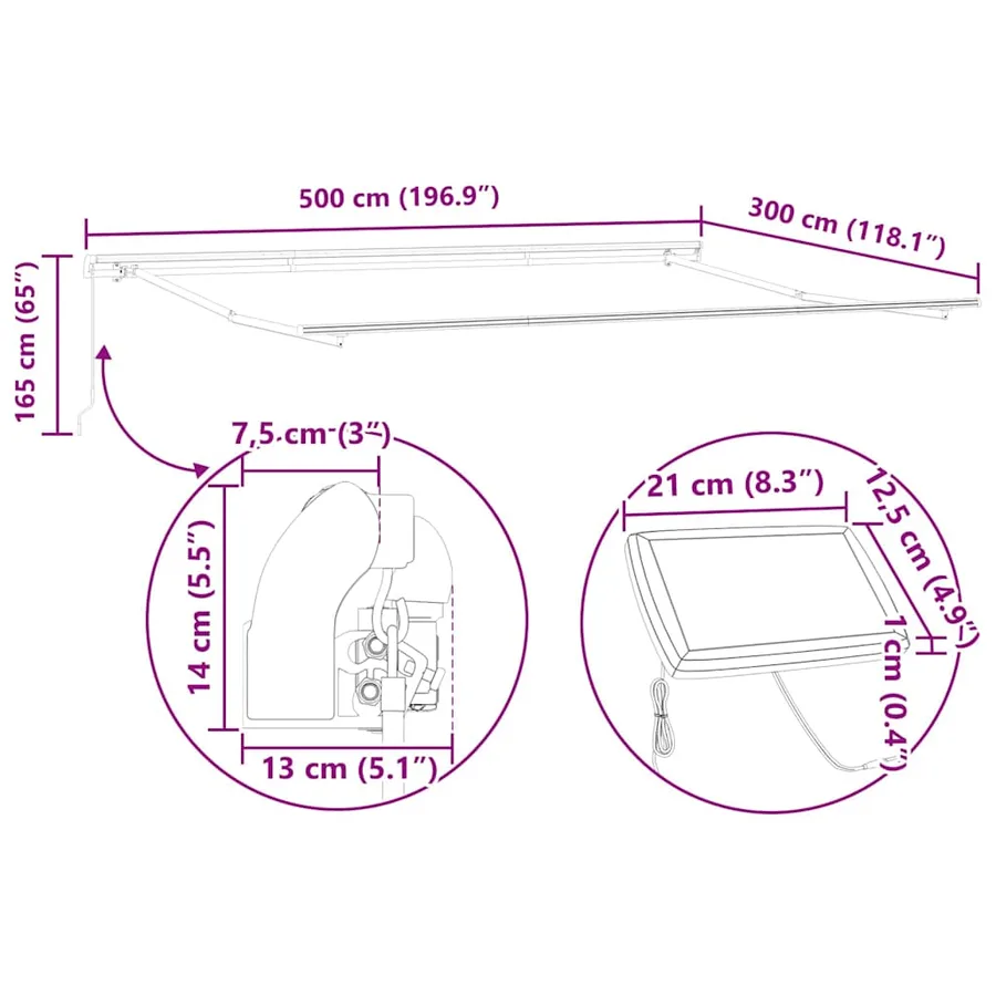 Auvent rétractable Vert et blanc 500 × 300 cm - 16