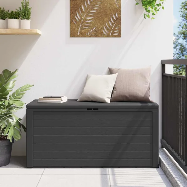 Boîte de rangement de jardin Anthracite 116x44x55 cm