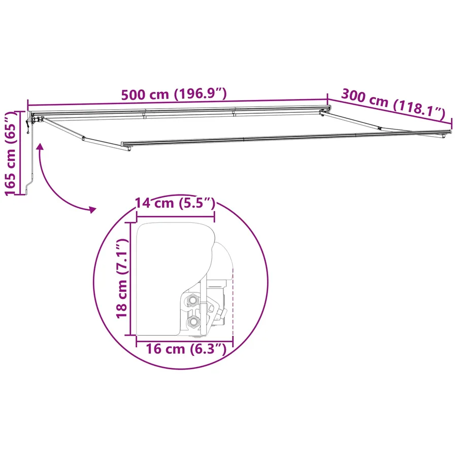 Cadre d'auvent Vert et blanc 500 × 300 cm - 13
