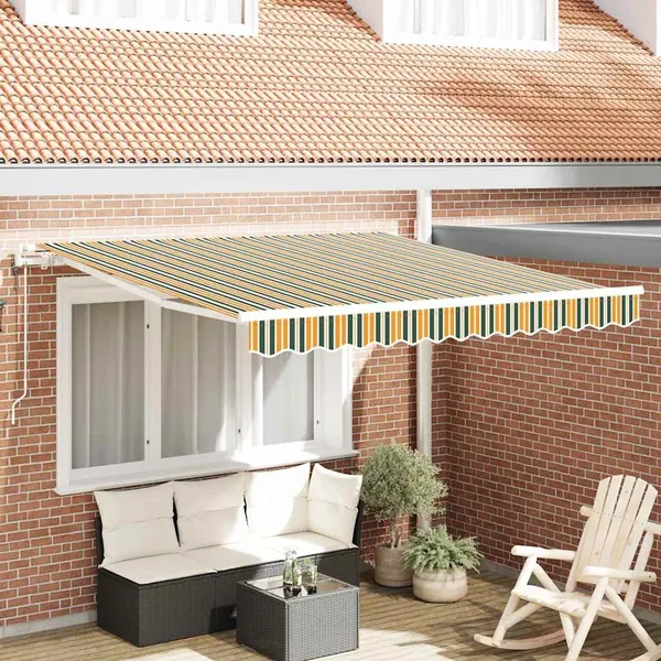 Auvent rétractable Vert et jaune 300 x 250 cm