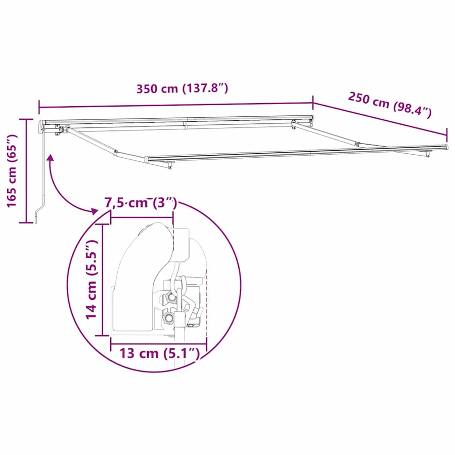 Auvent rétractable Multicolore 350 x 250 cm - 12