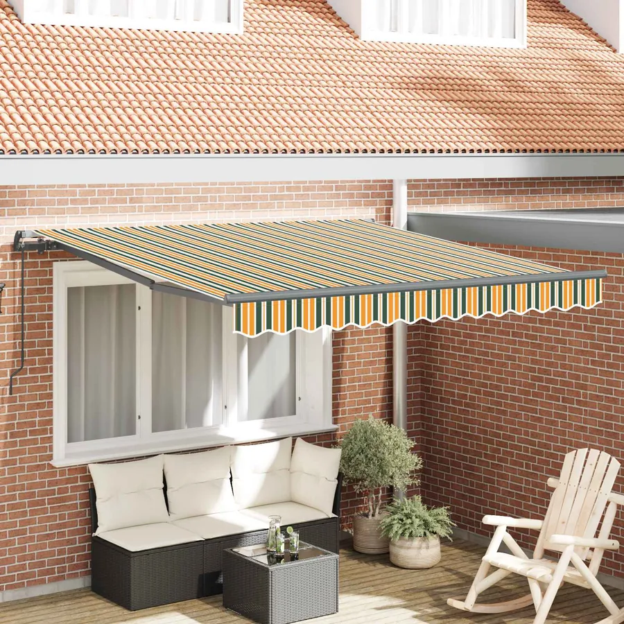 Auvent rétractable Vert et jaune 350 x 250 cm