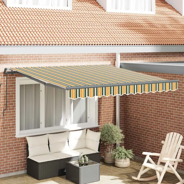 Auvent rétractable Vert et jaune 350 x 250 cm