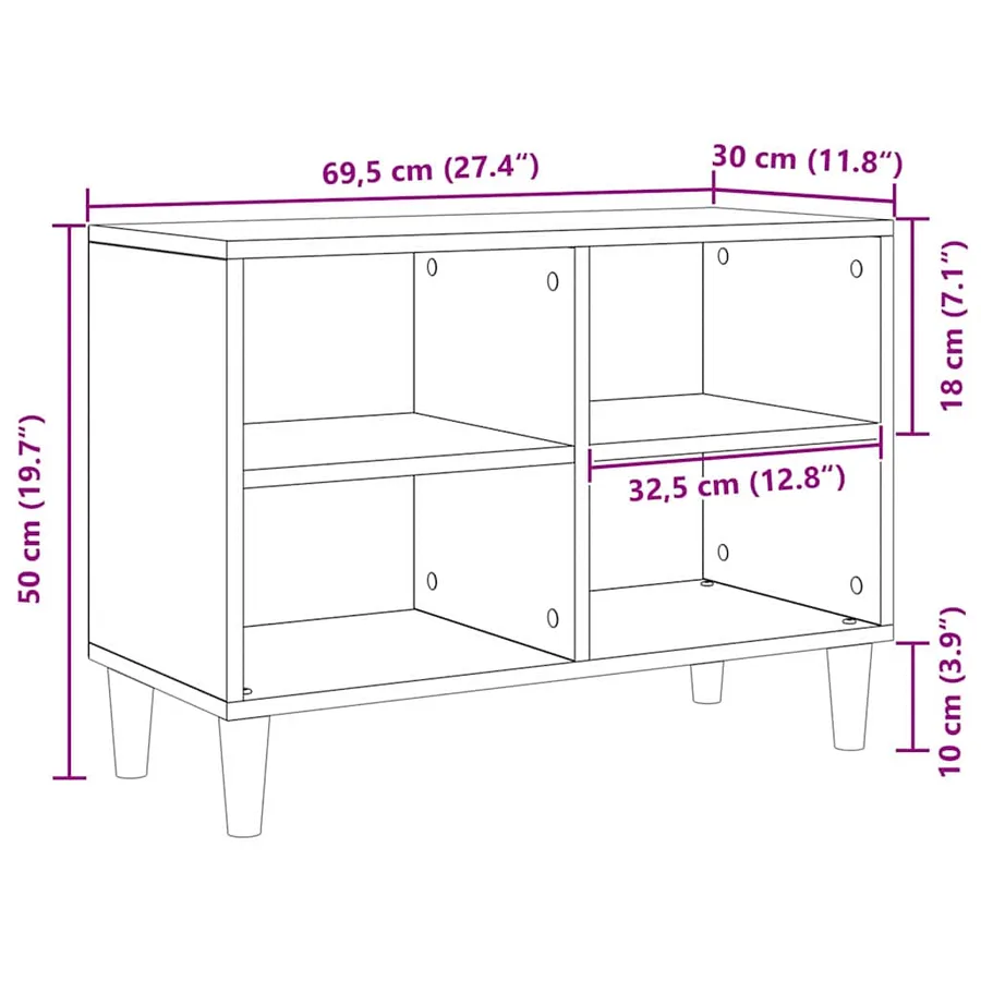 Meuble TV Bois ancien 69,5 x 30 x 50 cm Bois d'ingénierie - 8