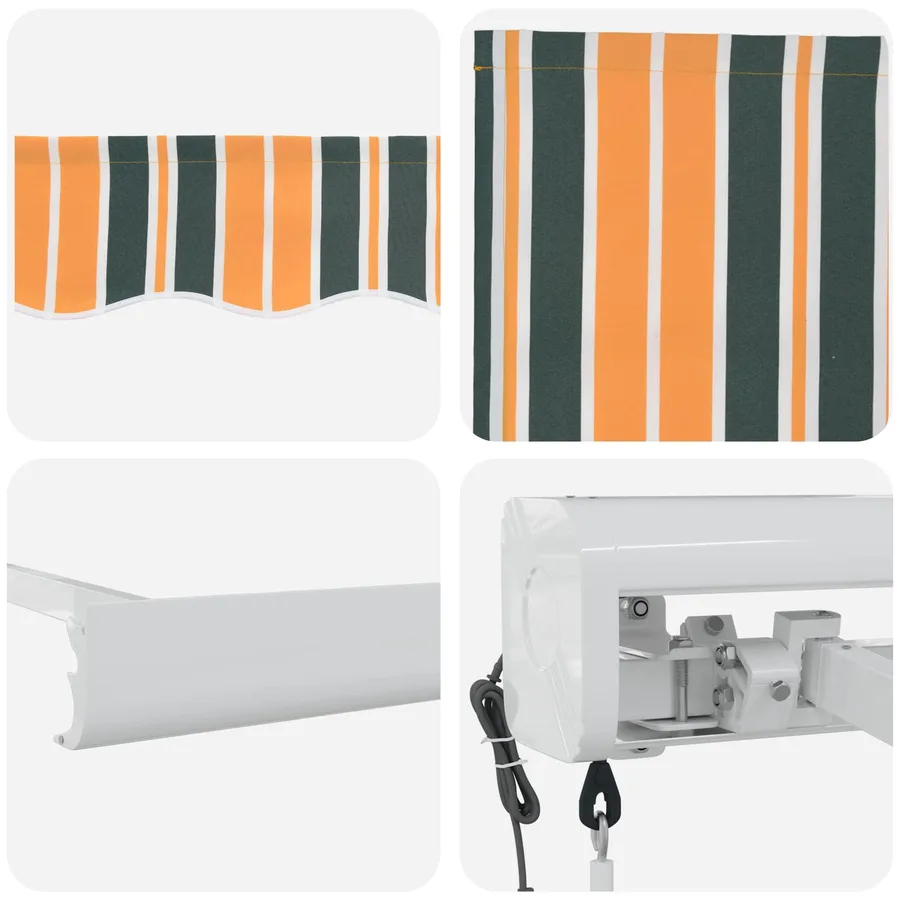 Auvent rétractable Vert et jaune 400 × 300 cm Tissu et Métal - 4