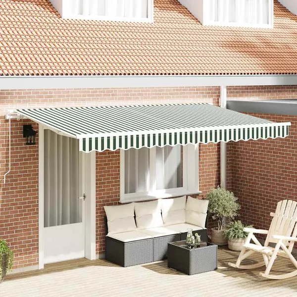 Auvent Rétractable Vert 400 x 200 cm tissu