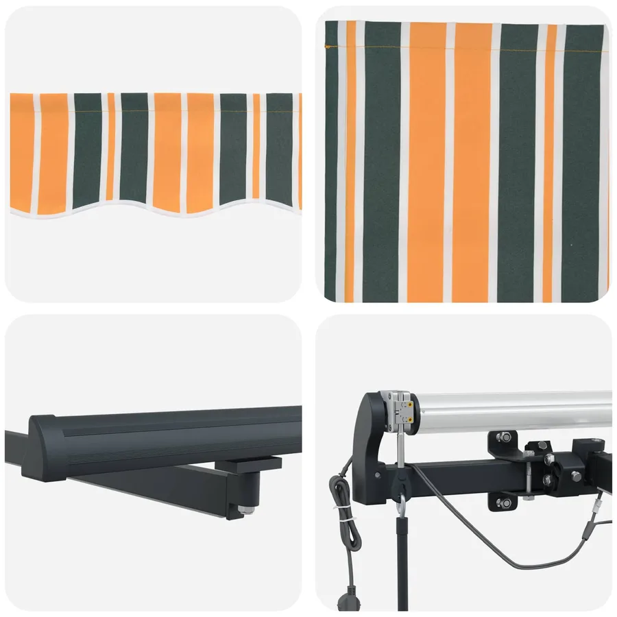Auvent rétractable Vert et jaune 450 × 350 cm Polyester - 10