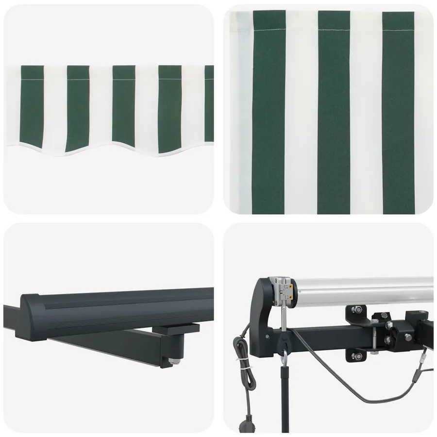 Auvent rétractable Vert et blanc 450 × 300 cm Polyester - 10