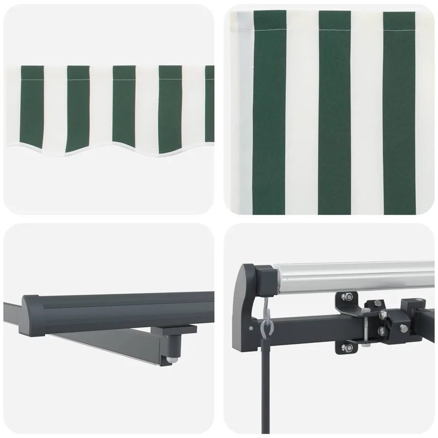 Auvent rétractable Vert et blanc 450 × 350 cm - 8