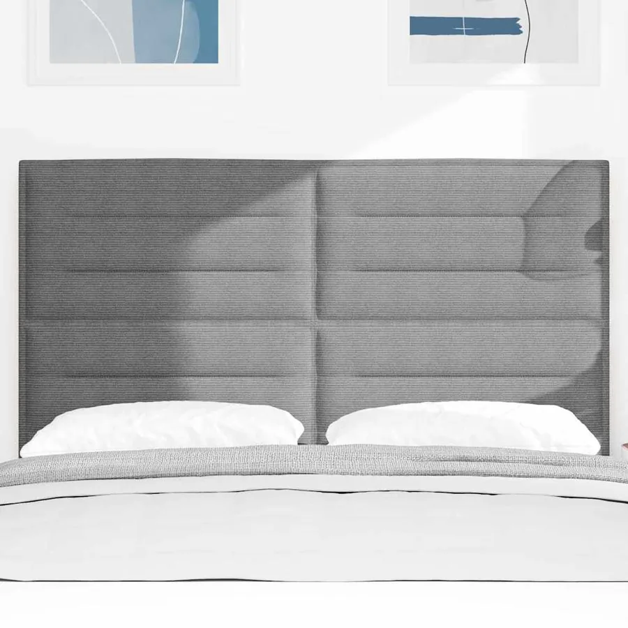 Tête de lit Gris clair 144 cm Tissu en velours côtelé - 3