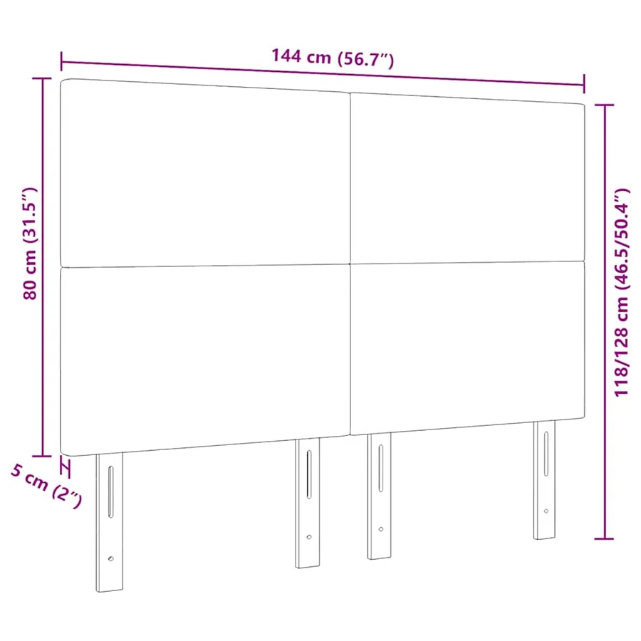 Tête de lit Gris clair 144 cm Tissu en velours côtelé - 9
