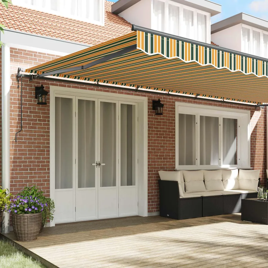 Auvent rétractable Vert et jaune 600 × 350 cm - 3