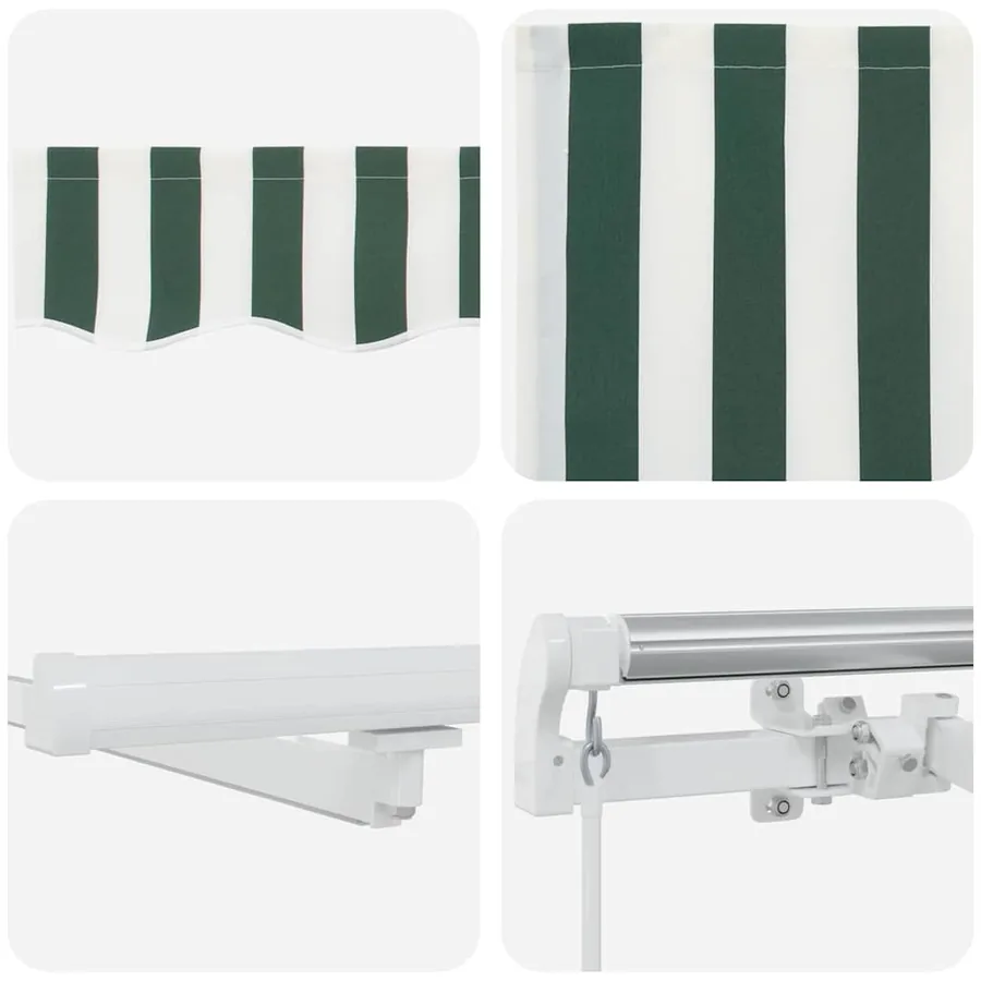 Auvent rétractable Vert et blanc 600 × 300 cm - 11