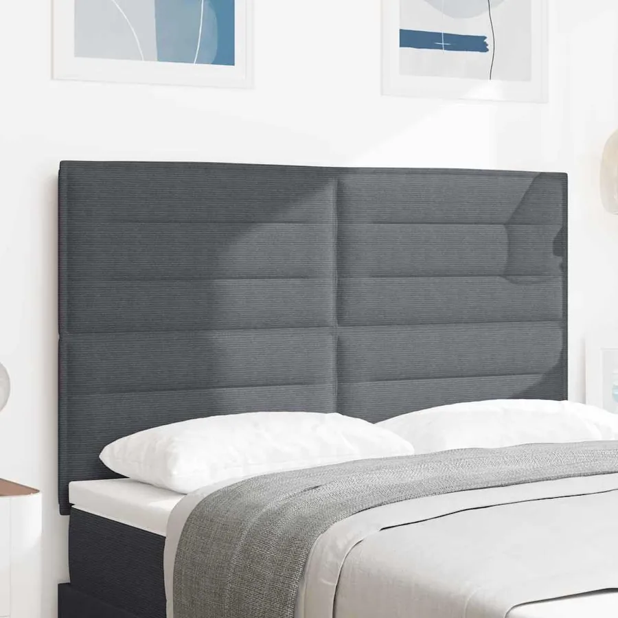 Tête de lit LED Gris foncé 160 cm Tissu en velours côtelé