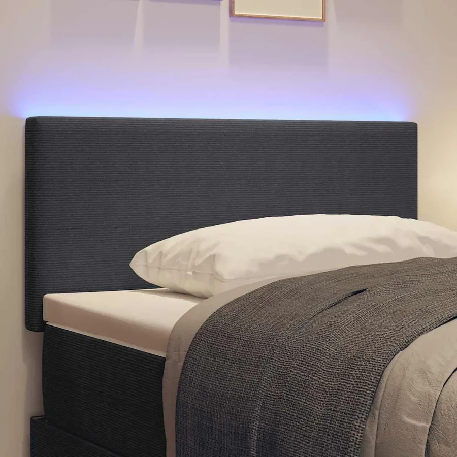 Tête de lit LED Gris foncé 80 cm Tissu en velours côtelé - 4