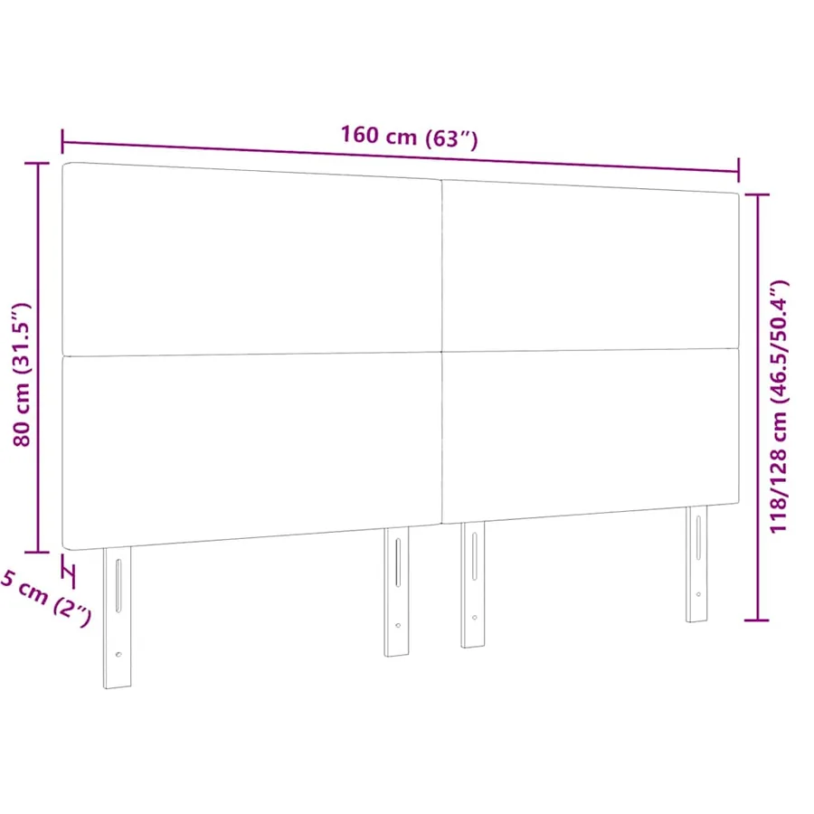 Tête de lit LED Vert gris 160 cm Tissu en velours côtelé - 10