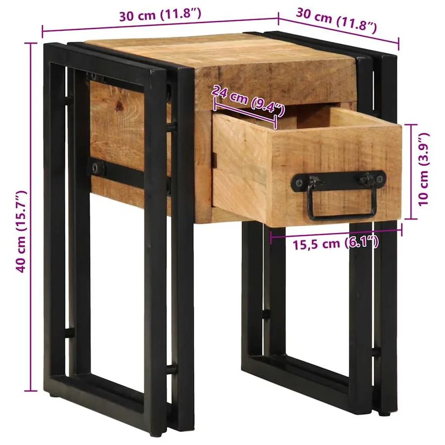 Table d'appoint 30 x 30 x 40 cm Bois de mangue massif - 13