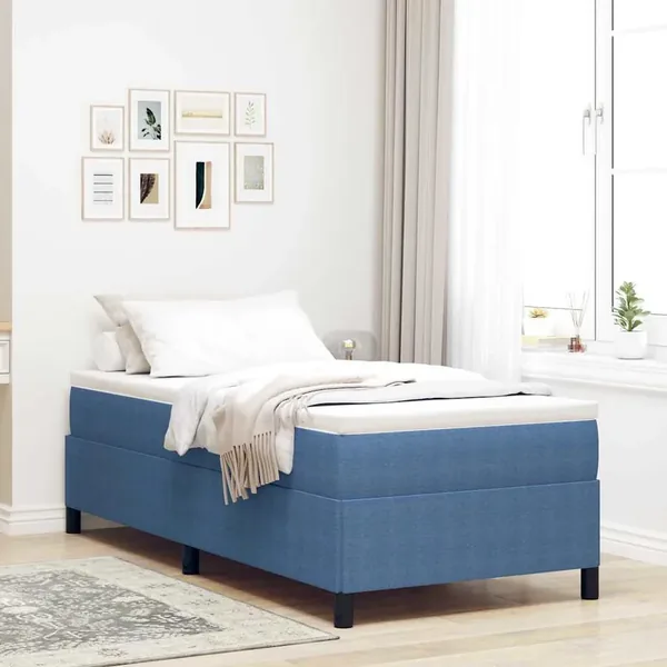 Lit à ressorts Bleu 100 x 200 cm Tissu en velours côtelé
