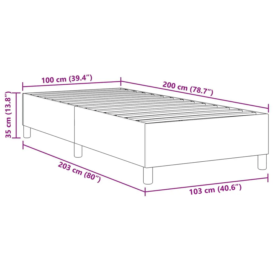 Cadre de lit plateforme Gris foncé 100 x 200 cm - 8
